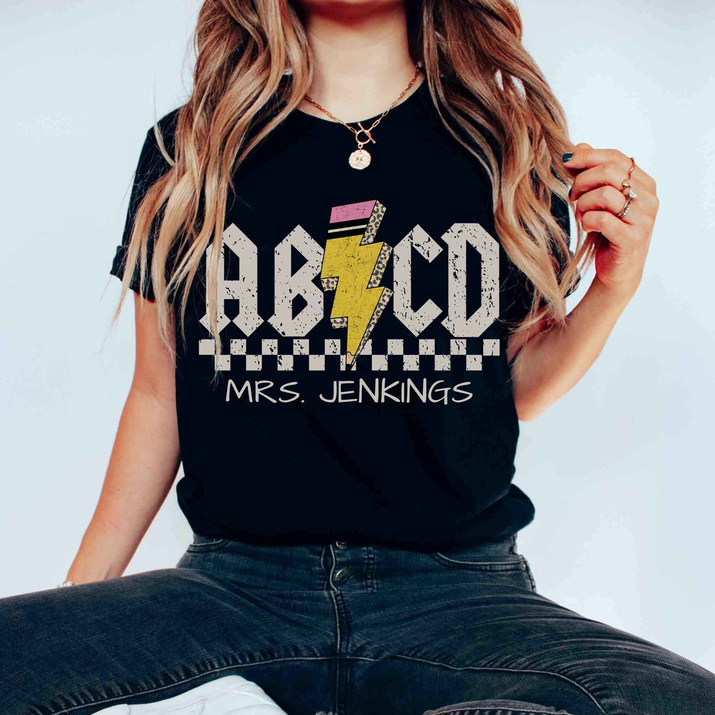 ABCD Rock 'n' Roll Personalized Teacher T-Shirt