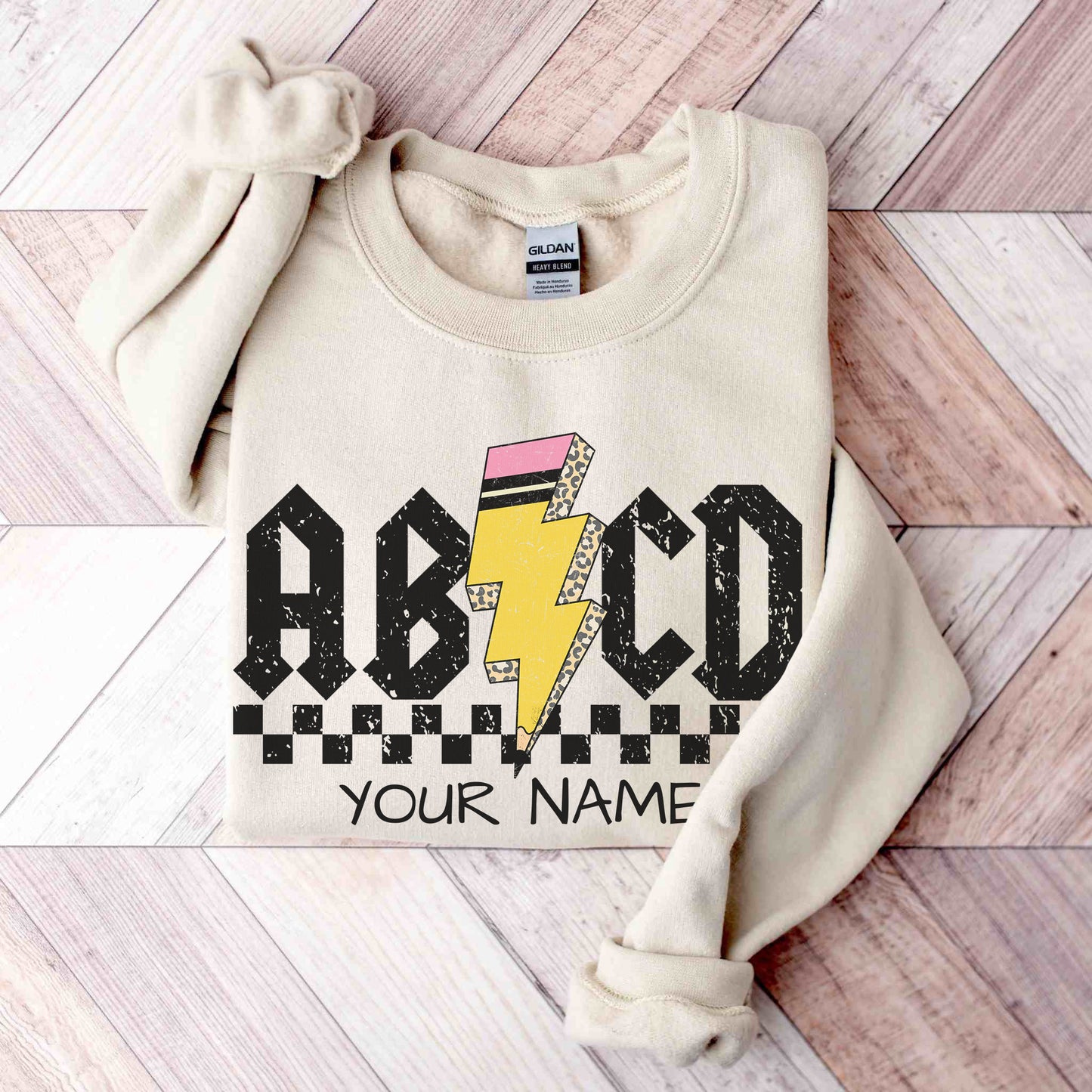 ABCD Rock 'n' Roll Personalized Teacher Sweatshirt