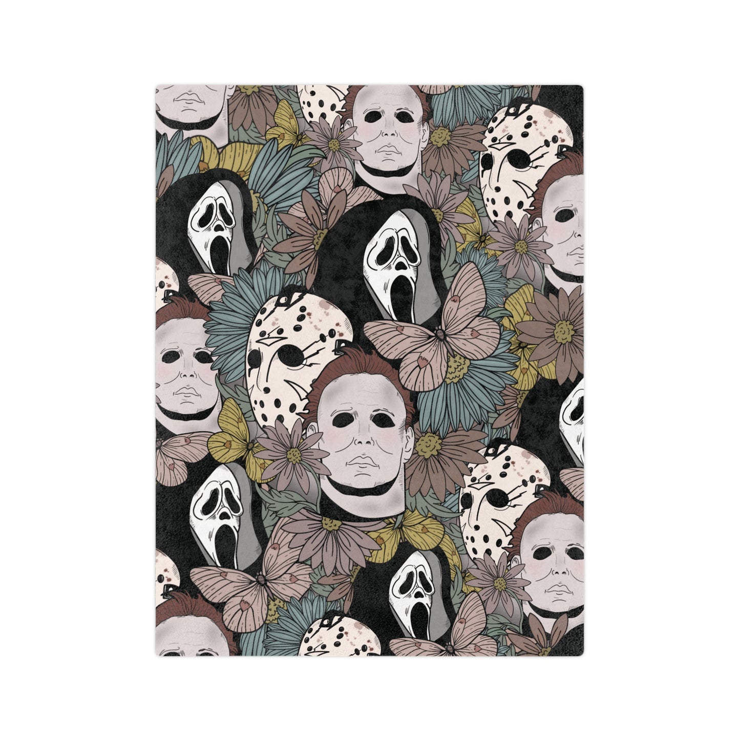 Horror Floral Cozy Velveteen Minky Blanket