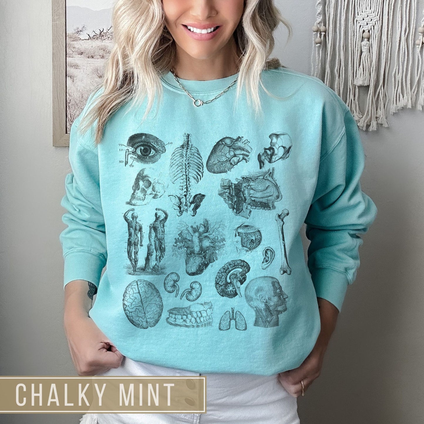 Vintage Anatomy Sketch Comfort Colors Premium Sweatshirt
