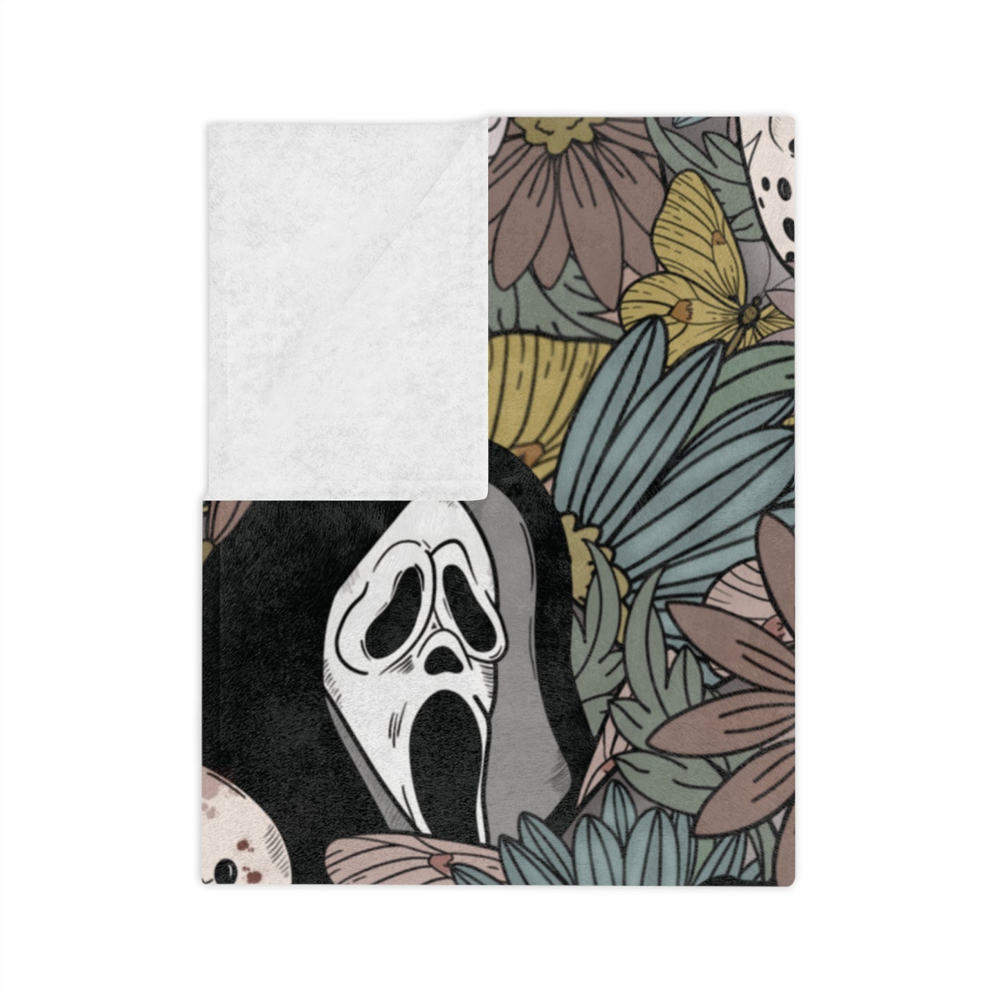 Horror Floral Cozy Velveteen Minky Blanket