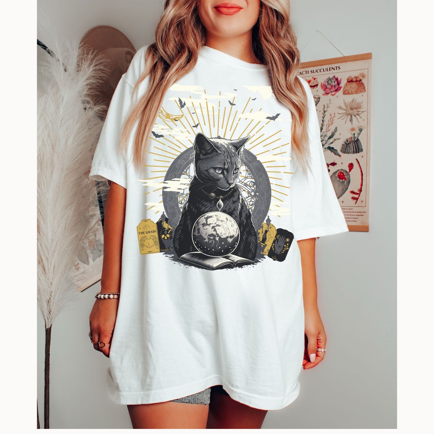 Tarot Kitty Halloween Comfort Colors Graphic T-shirt