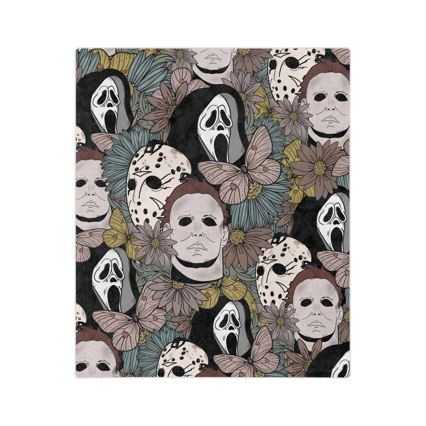 Horror Floral Cozy Velveteen Minky Blanket