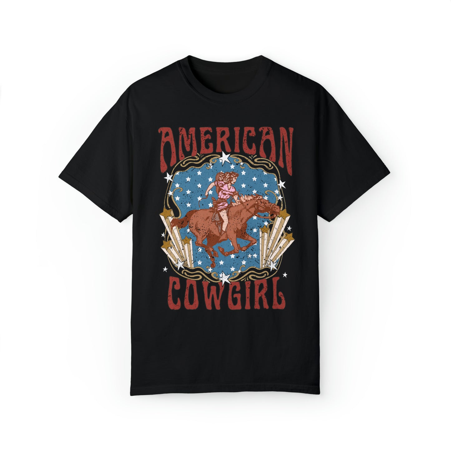 Retro American Cowgirl Rodeo Comfort Colors Graphic T-shirt