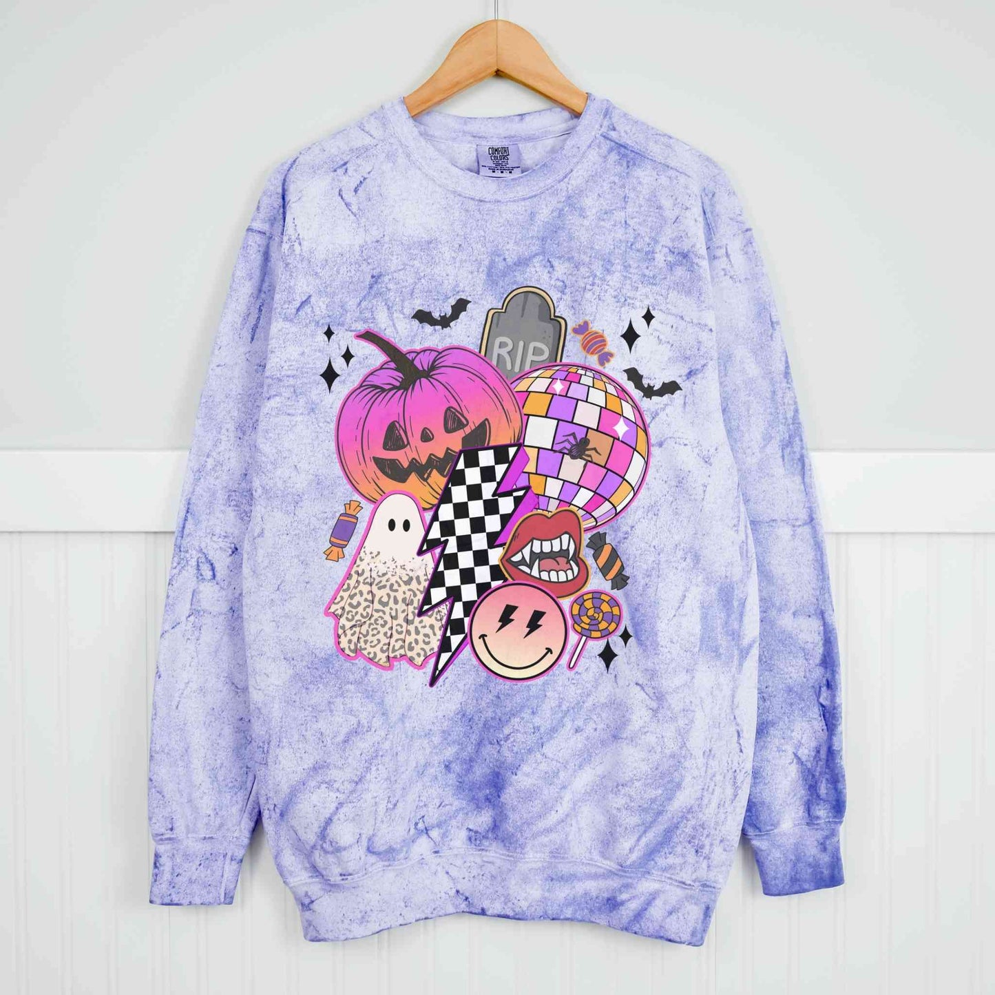 Retro Halloween Vibes Comfort Colors Color Blast Graphic Sweatshirt