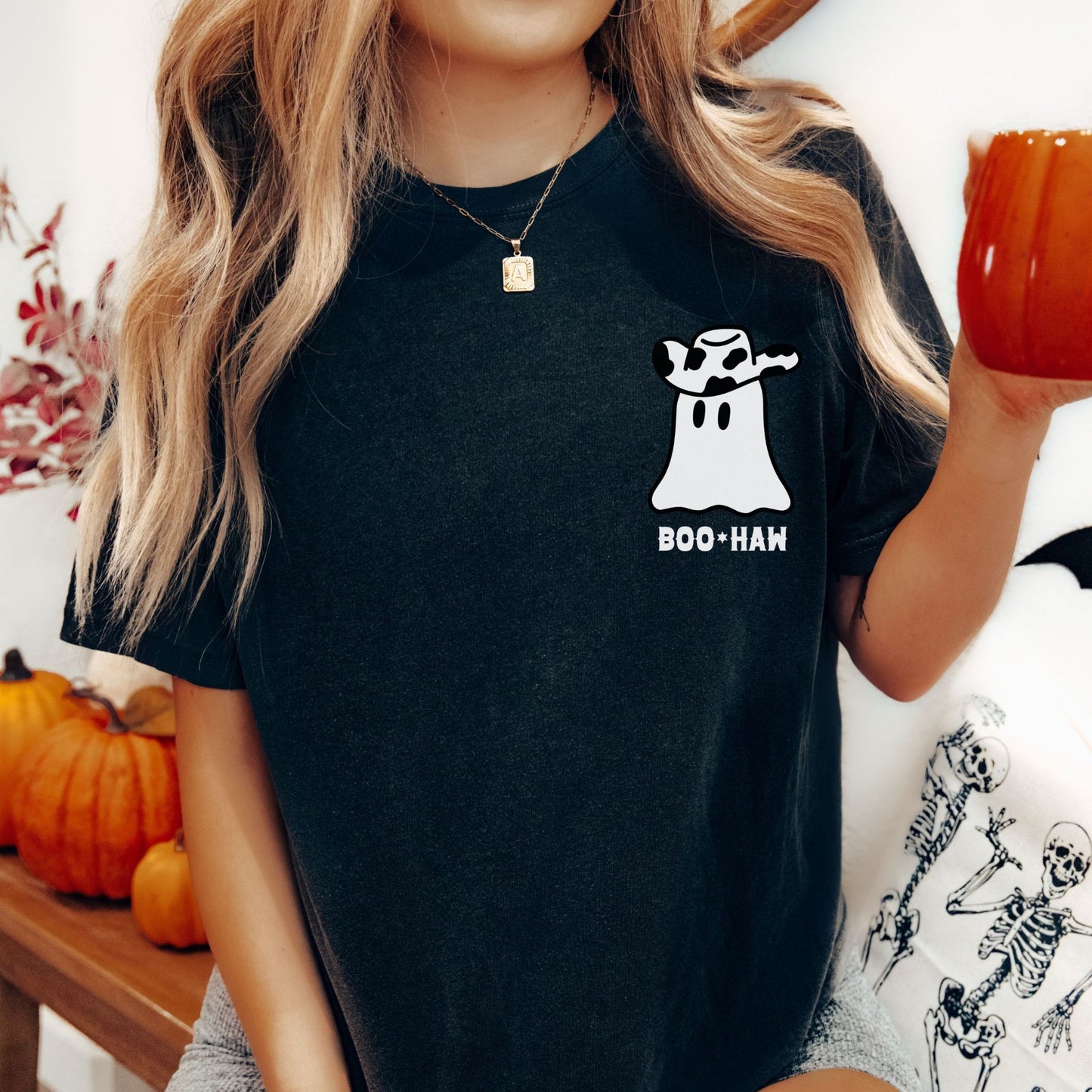 Boo Haw Funny Western Halloween Comfort ColorsGraphic T-Shirt