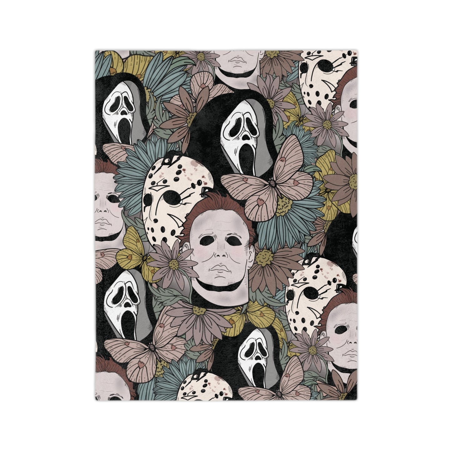 Horror Floral Cozy Velveteen Minky Blanket