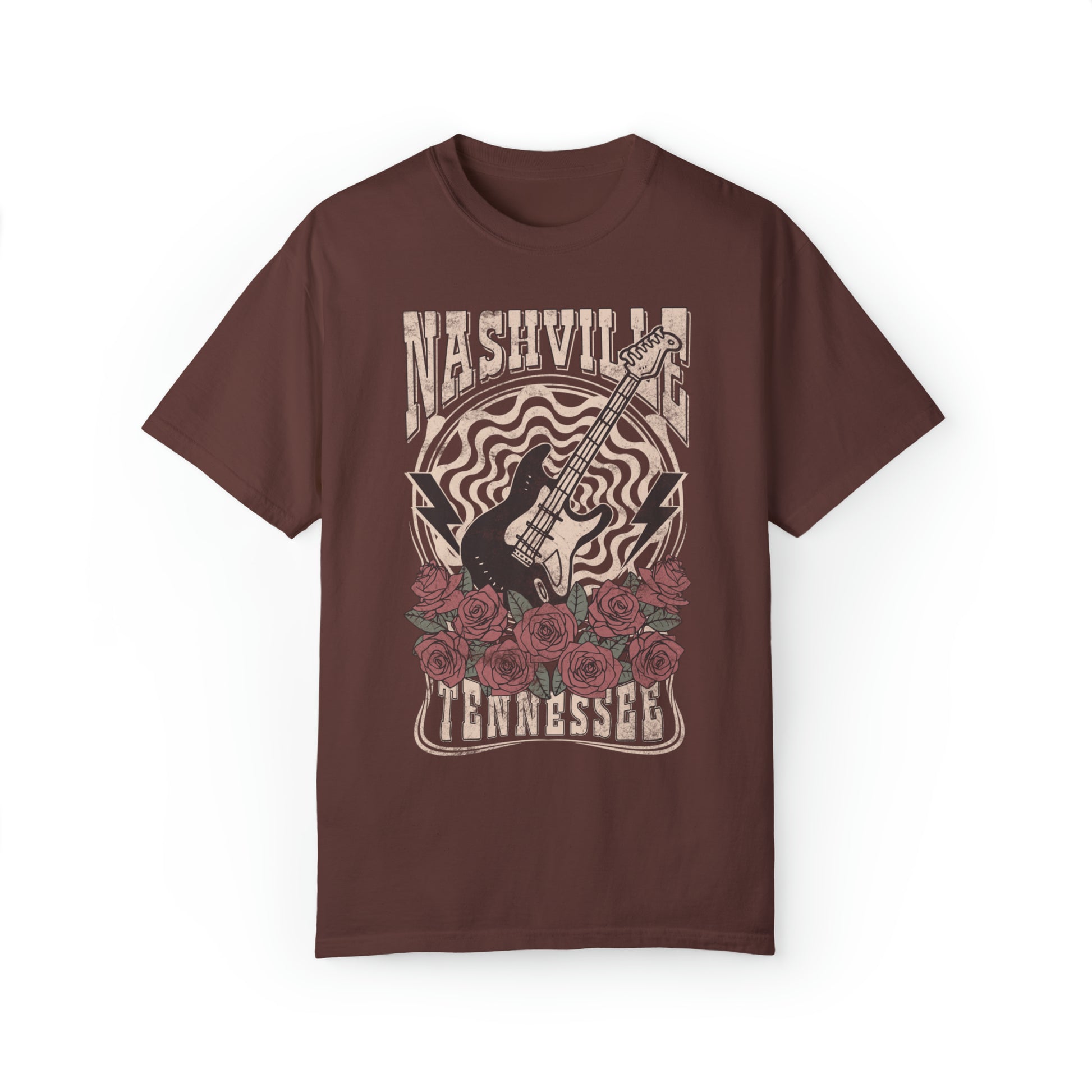 Retro Rock Guitar Nashville Shirt in Color Vineyard