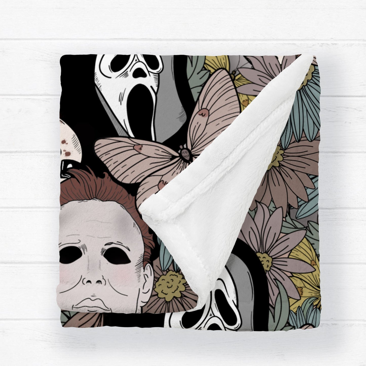 Horror Floral Cozy Velveteen Minky Blanket