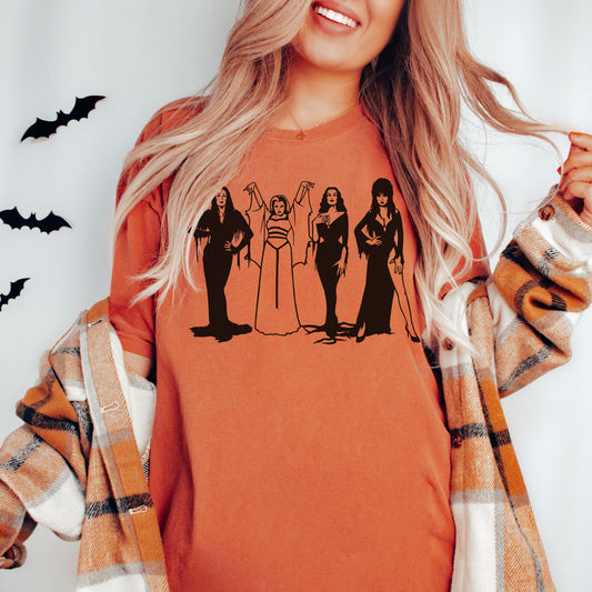 Horror Vixens Morticia Addams, Elvira, Lily Munster, Comfort Colors T-Shirt