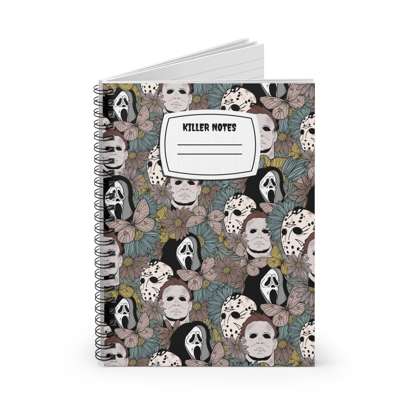 Horror Floral Rule Line Spiral Notebook