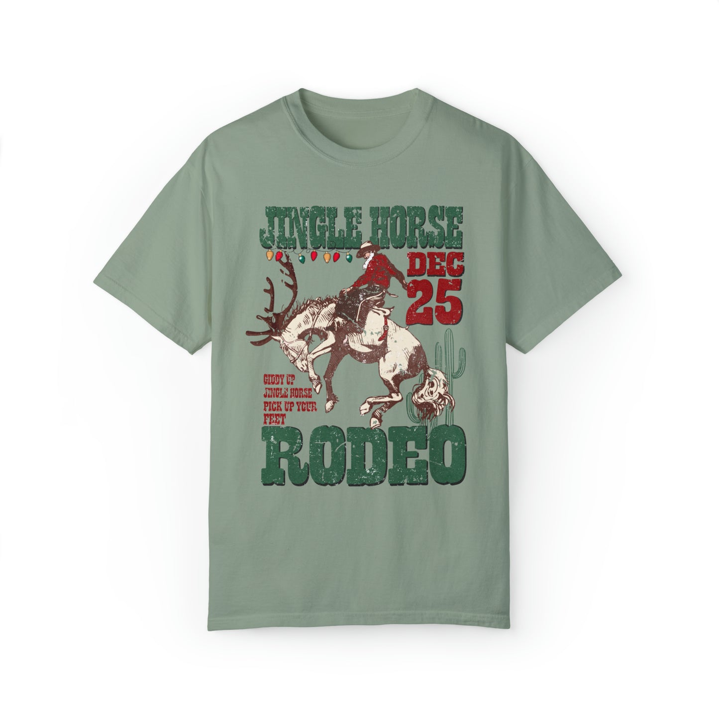 Jingle Horse Rodeo Comfort Colors Christmas Graphic T-Shirt