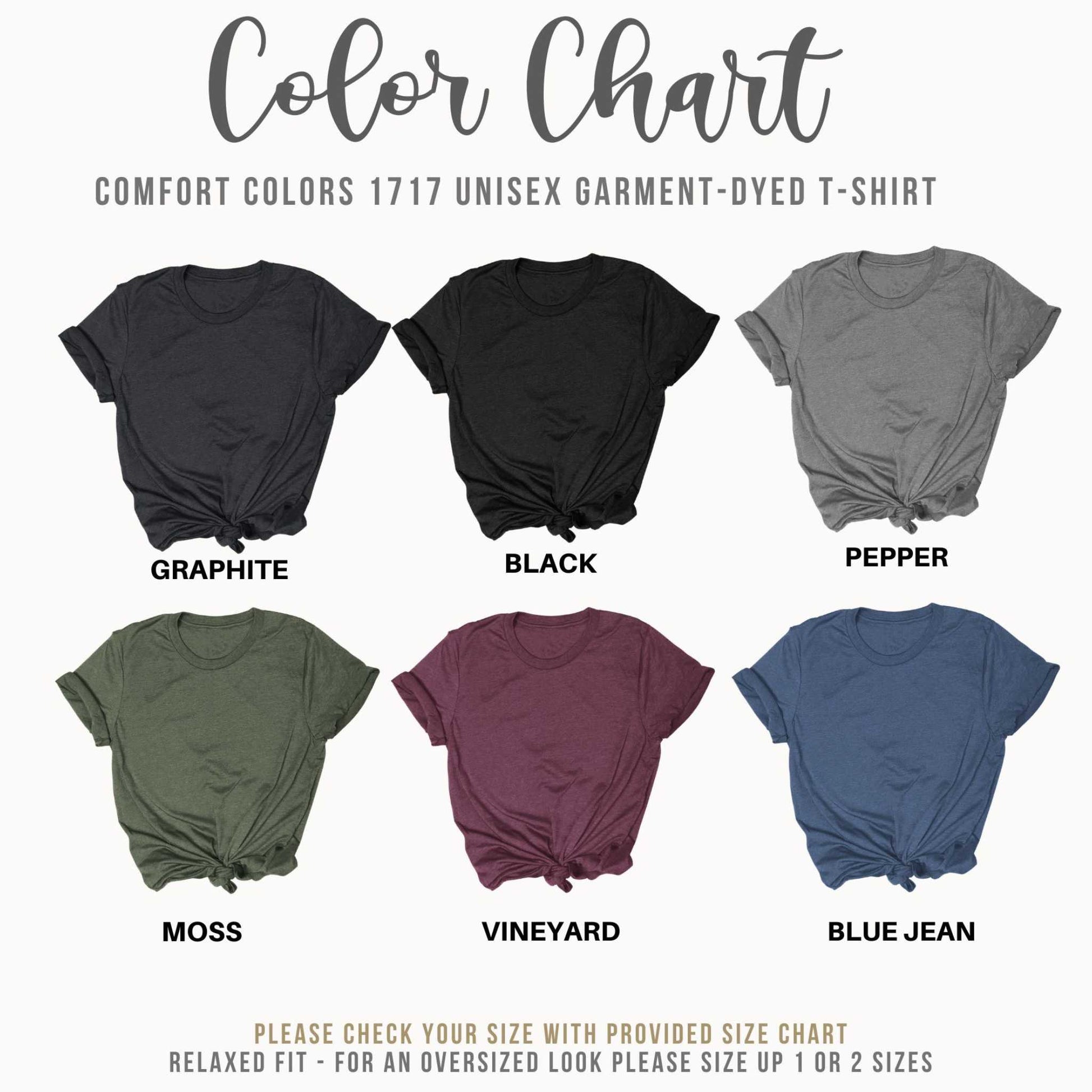 Color Chart for Graphic Tees