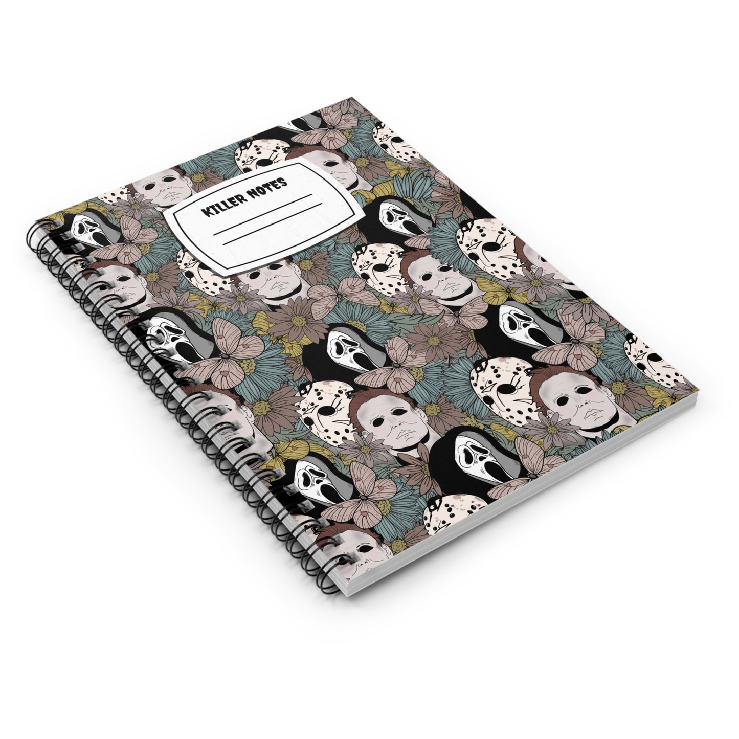 Horror Floral Rule Line Spiral Notebook