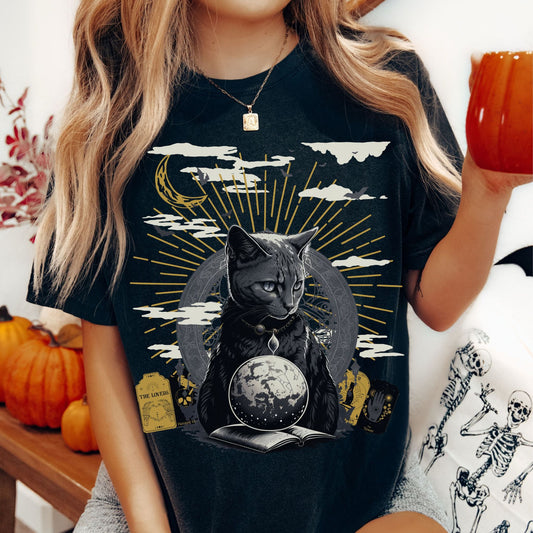 Tarot Kitty Halloween Comfort Colors Graphic T-shirt