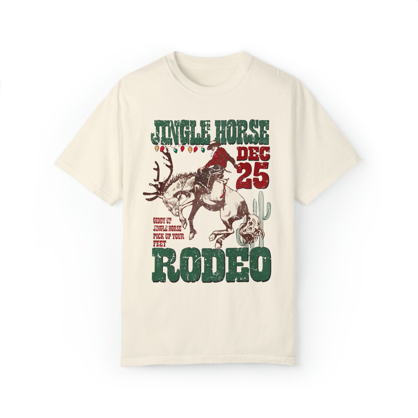 Jingle Horse Rodeo Comfort Colors Christmas Graphic T-Shirt