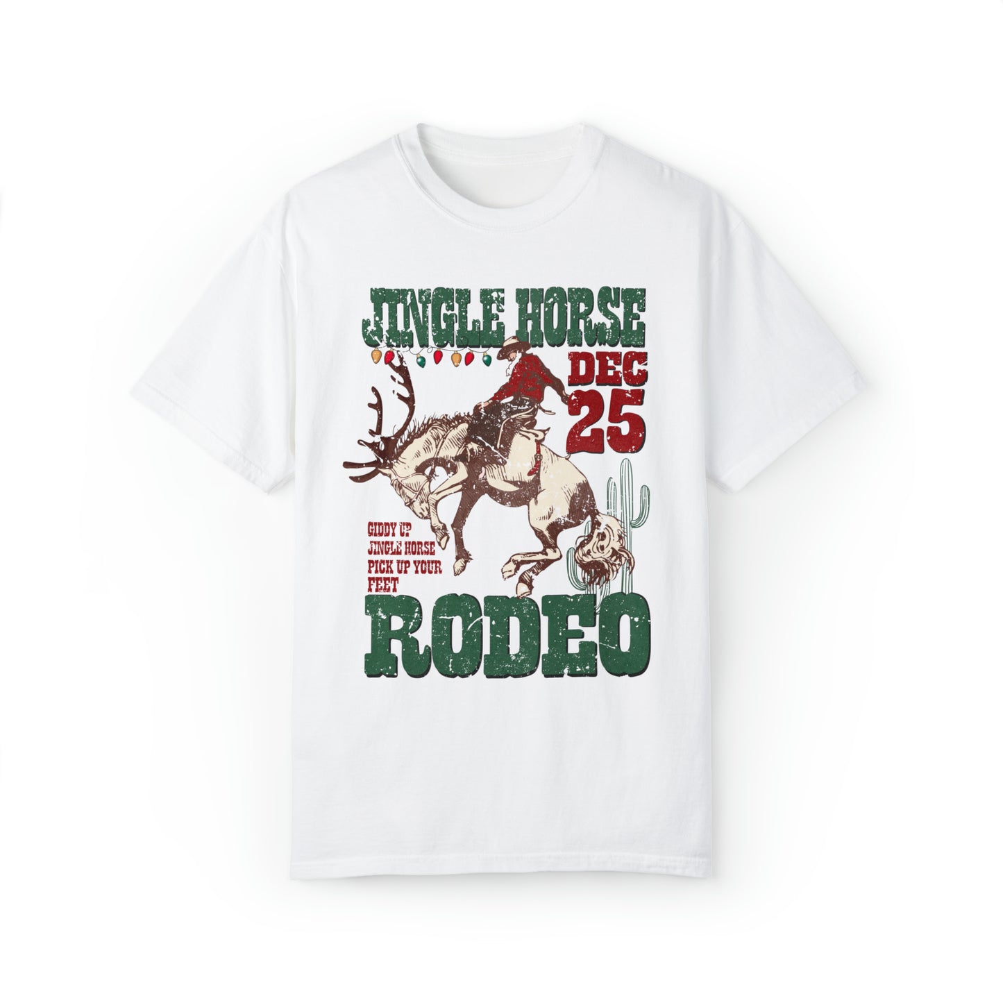 Jingle Horse Rodeo Comfort Colors Christmas Graphic T-Shirt