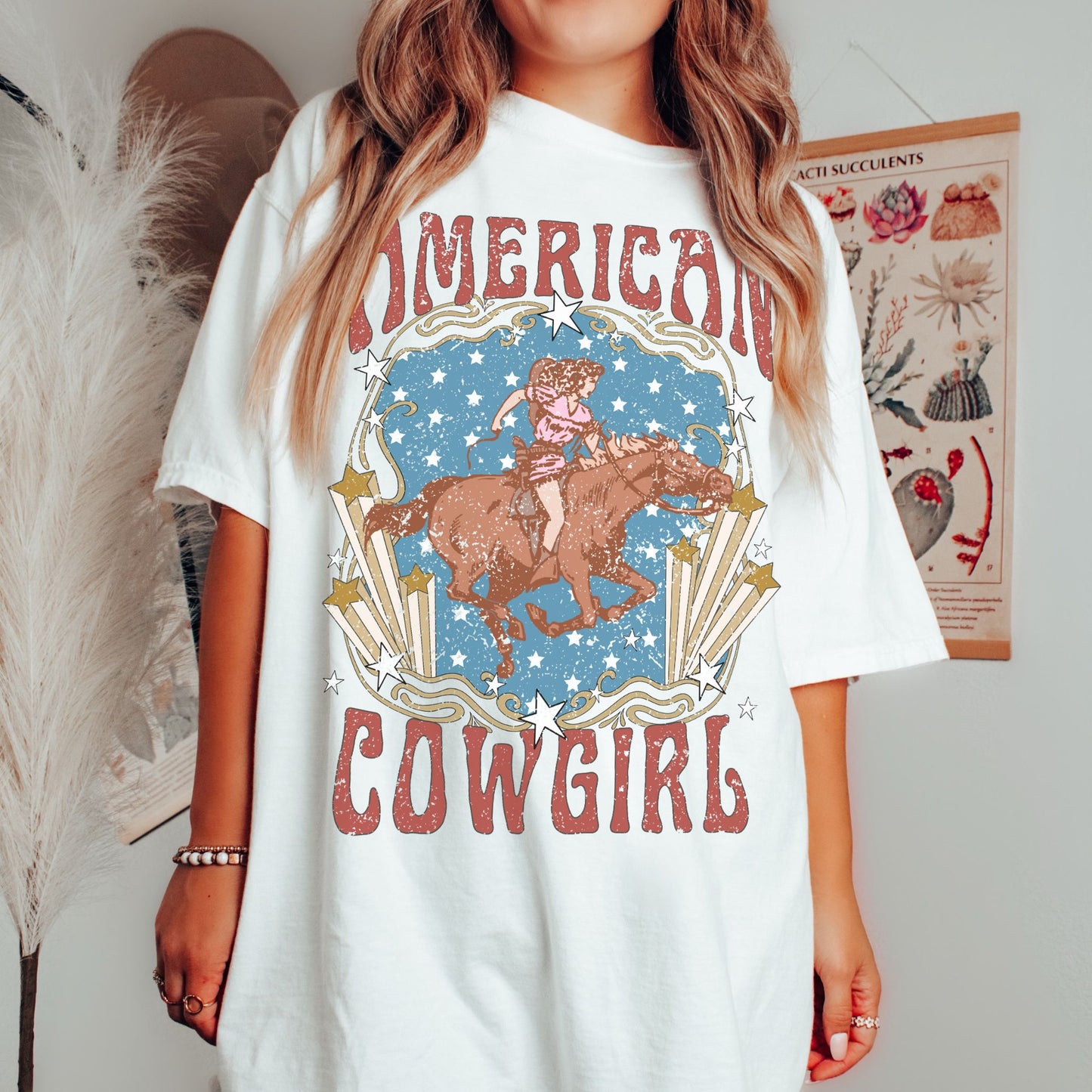 Retro American Cowgirl Rodeo Comfort Colors Graphic T-shirt