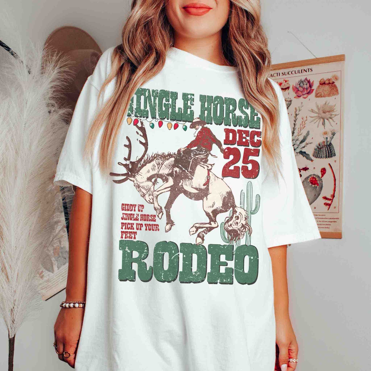 Jingle Horse Rodeo Comfort Colors Christmas Graphic T-Shirt