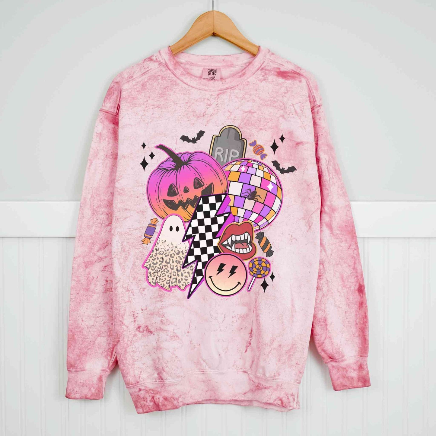 Retro Halloween Vibes Comfort Colors Color Blast Graphic Sweatshirt