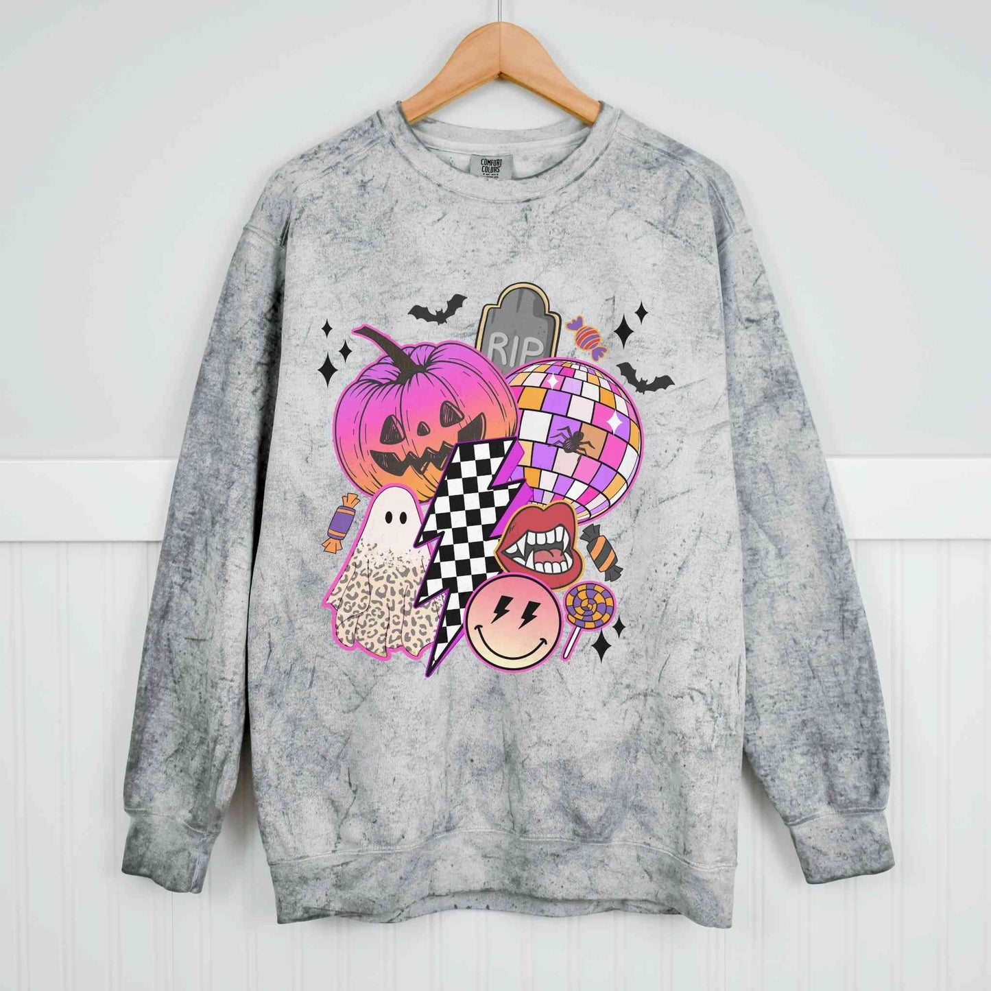 Retro Halloween Vibes Comfort Colors Color Blast Graphic Sweatshirt