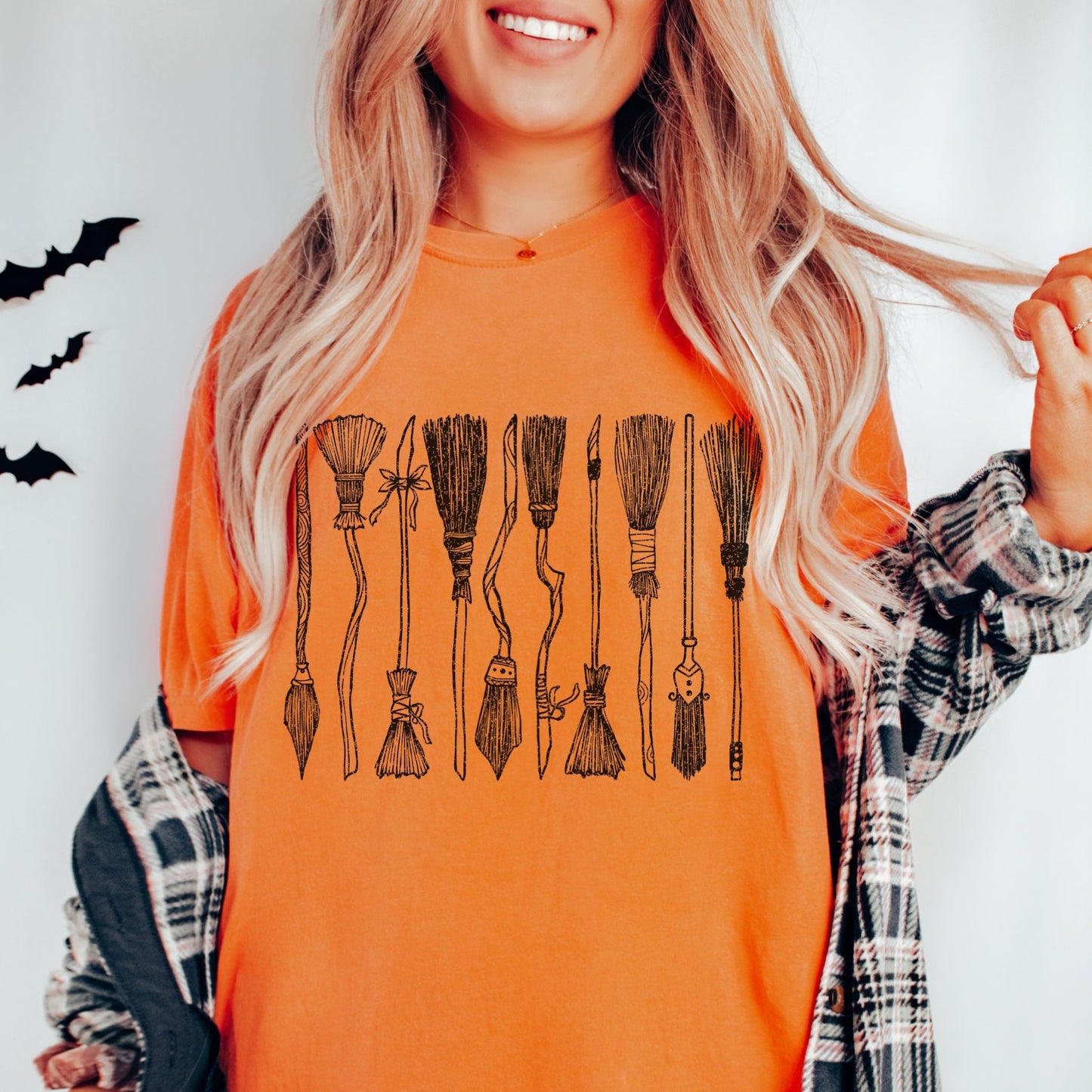 Witch Broom Comfort Colors Halloween T-shirt