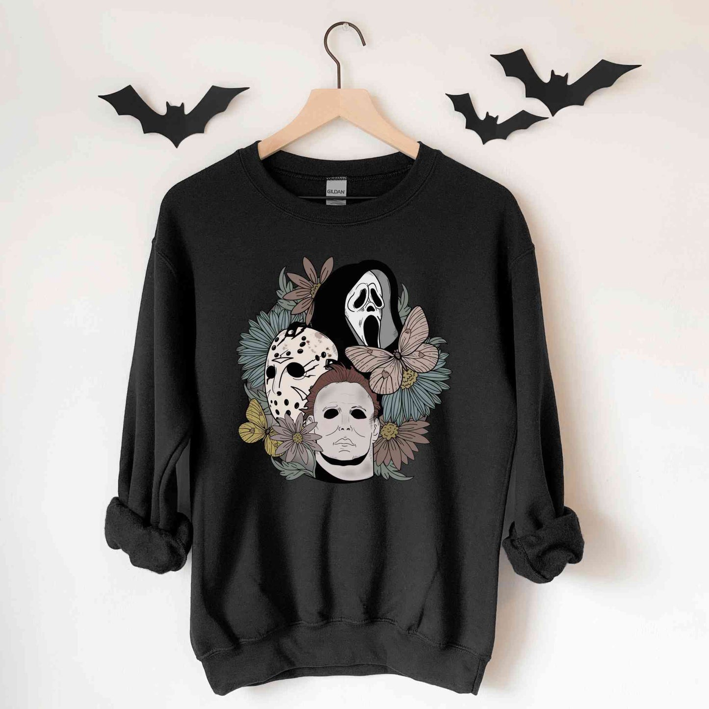 Floral Horror Movie Halloween Sweatshirt