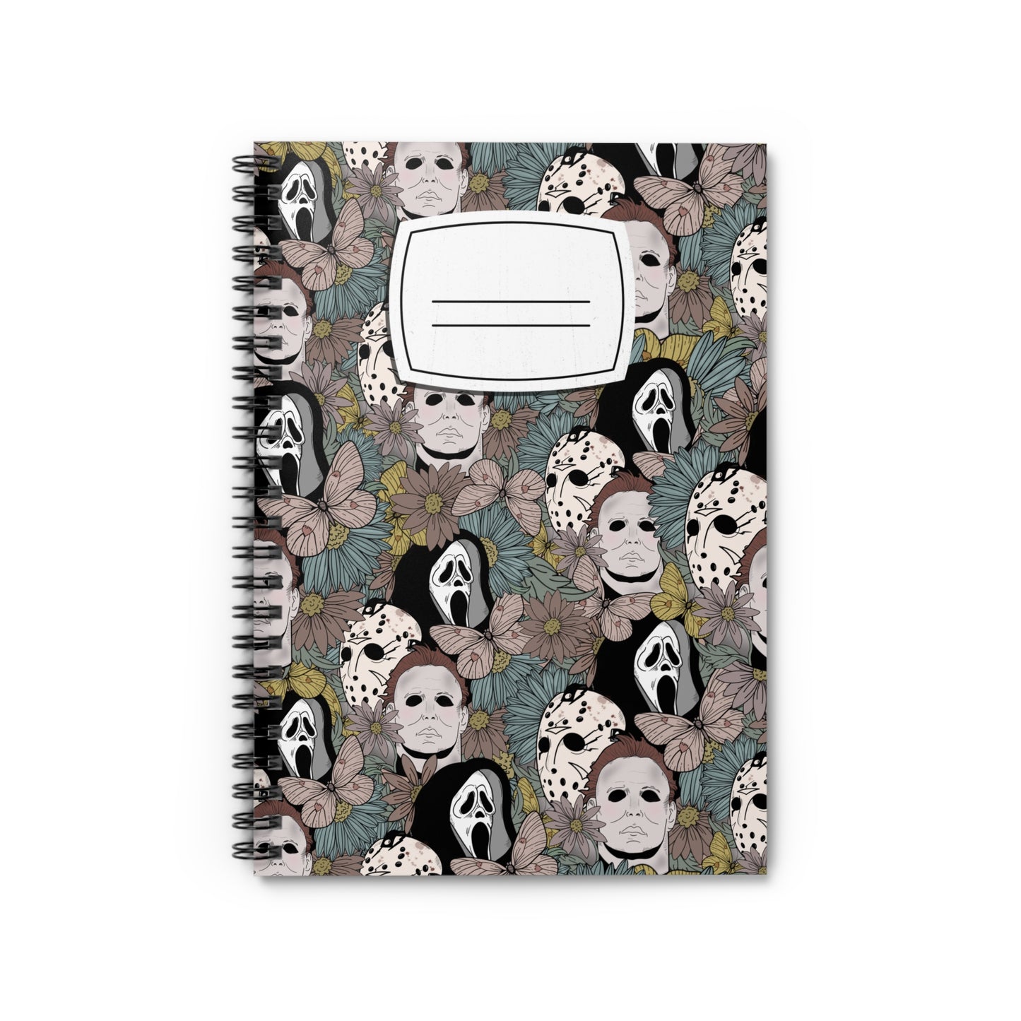 Horror Floral Rule Line Spiral Notebook