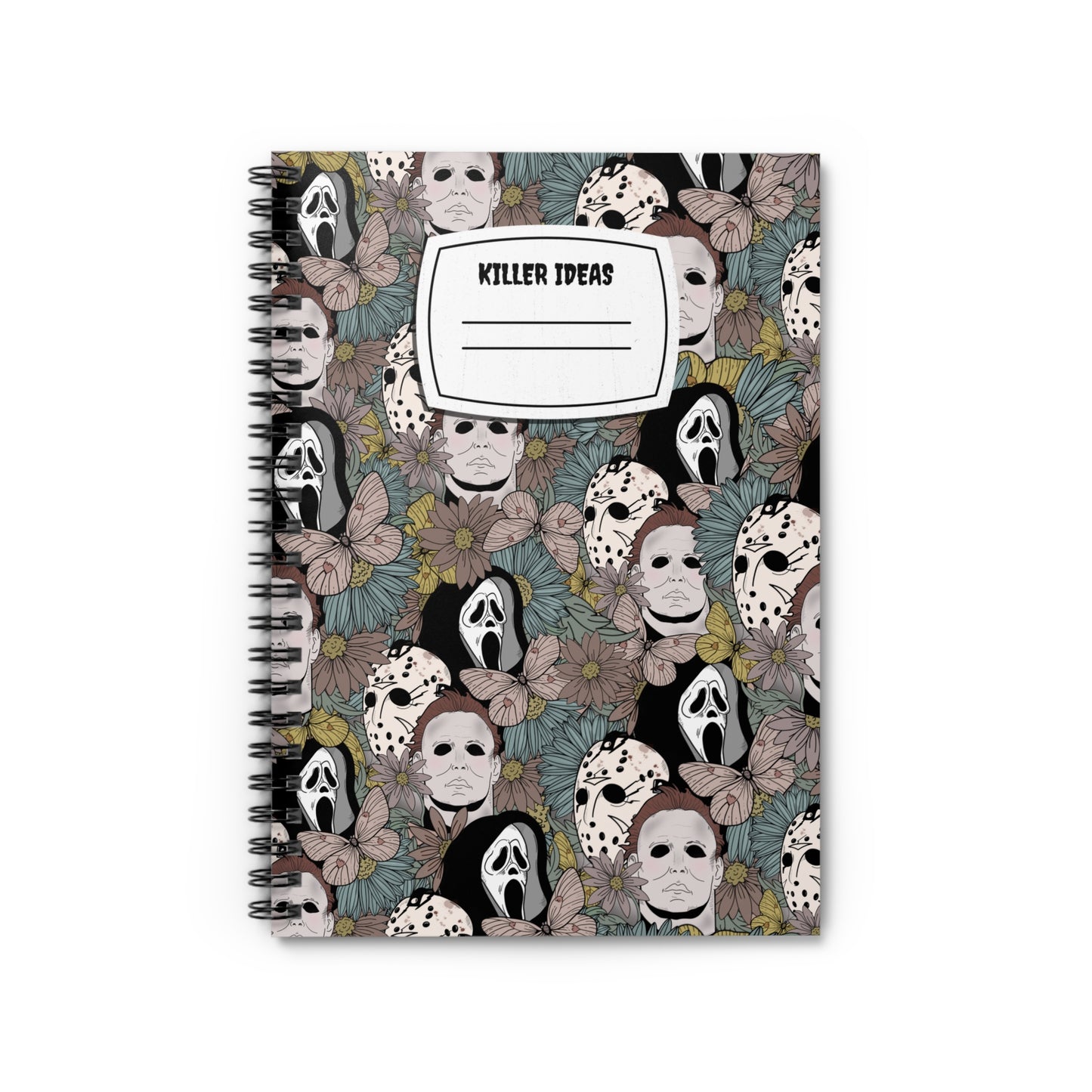 Horror Floral Rule Line Spiral Notebook