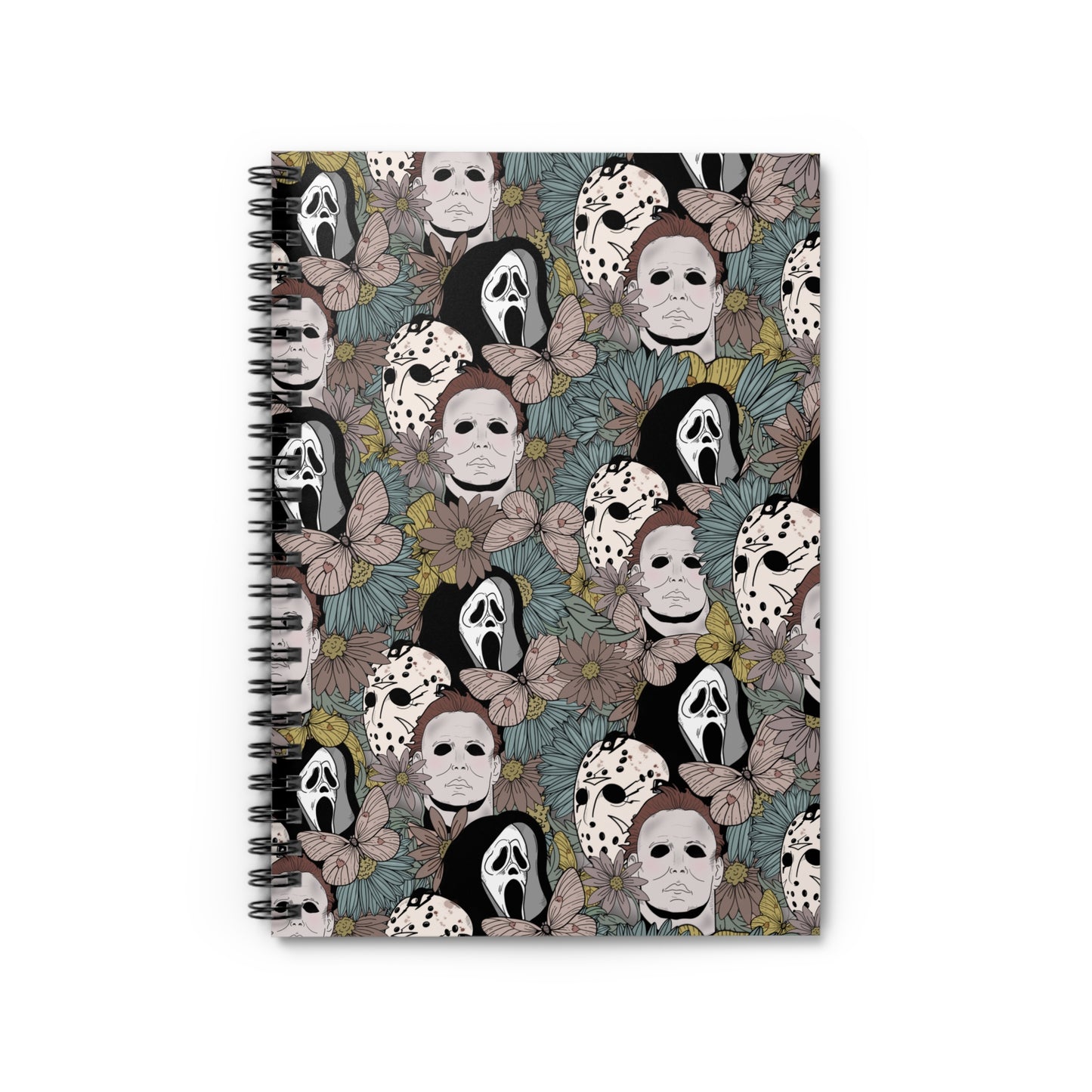 Horror Floral Rule Line Spiral Notebook